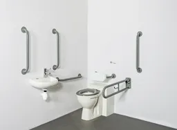 NymaPRO Back to Wall Doc M Toilet Pack with Grey Exposed Fixings Grab Rails - DM800K/GY