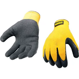 DeWalt Yellow Knit Back Latex Gloves - L