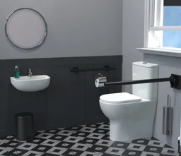 Nymas Independent Living Toilet Suite with Black Grab Rails - 0/OH-TP001/MB