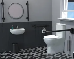 Nymas Independent Living Toilet Suite with Black Grab Rails - 0/OH-TP002/MB