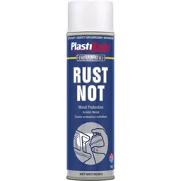Plastikote Rust Not Aerosol Spray Paint - Matt White, 500ml