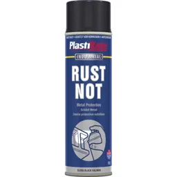 Plastikote Rust Not Aerosol Spray Paint - Gloss Black, 500ml