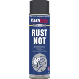 Plastikote Rust Not Aerosol Spray Paint - Matt Black, 500ml