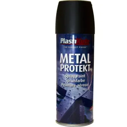 Plastikote Metal Protekt Aerosol Spray Paint - Matt Black, 400ml