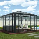 Palram - Canopia Ledro Grey Rectangular Gazebo, (W)3.6m (D)3.6m with Floor sold separately - Assembly required
