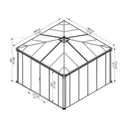 Palram - Canopia Ledro Grey Rectangular Gazebo, (W)3.6m (D)3.6m with Floor sold separately - Assembly required