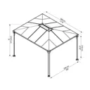 Palram - Canopia Martinique Grey Rectangular Gazebo, (W)3.6m (D)2.96m with Floor sold separately - Assembly required