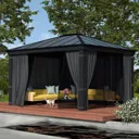 Palram - Canopia Dallas Grey Rectangular Gazebo, (W)4.26m (D)3.64m with Floor sold separately - Assembly required