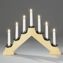 Candleholder made of light wood with 7 bulbs