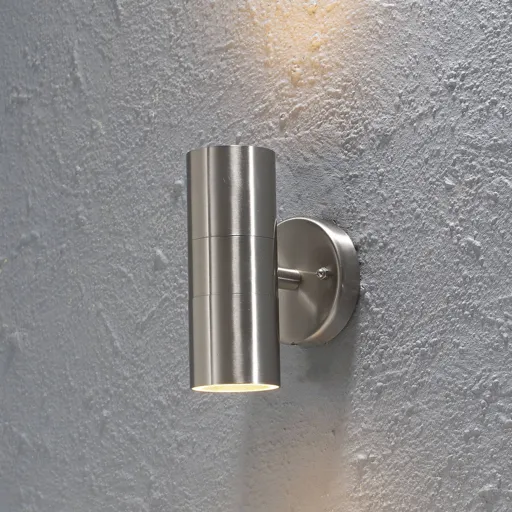 Modena outdoor wall light stainless steel, 2-bulb