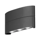 LED outdoor wall lamp, anthracite, 6-bulb