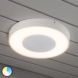 Round Carrara LED outdoor ceiling light in white