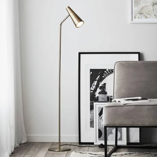 Peak floor lamp, variable, antique brass