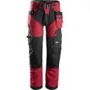 Snickers 6902 Flexiwork Work Holster Pocket Trousers - Red / Black, 33", 30"