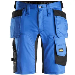 Snickers 6141 Allround Work Stretch Slim Fit Holster Pockets Shorts - Blue / Black, 39"