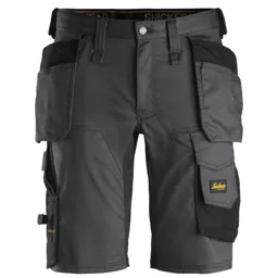 Snickers 6141 Allround Work Stretch Slim Fit Holster Pockets Shorts - Grey / Black, 31"