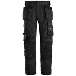 Snickers 6251 Allround Work Stretch Loose Fit Trousers Holster Pockets - Black, 36", 32"