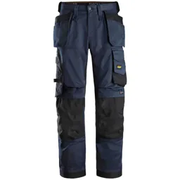 Snickers 6251 Allround Work Stretch Loose Fit Trousers Holster Pockets - Navy / Black, 44", 32"
