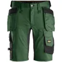 Snickers 6141 Allround Work Stretch Slim Fit Holster Pockets Shorts - Green / Black, 31"