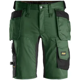 Snickers 6141 Allround Work Stretch Slim Fit Holster Pockets Shorts - Green / Black, 50"