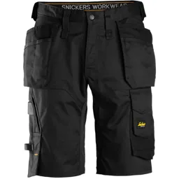 Snickers 6151 Allround Work Stretch Loose Fit Holster Pockets Shorts - Black, 30"