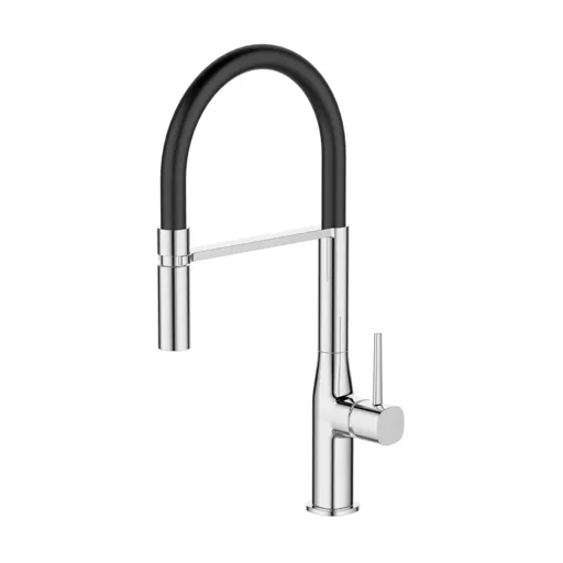 Sauber Pull Out Kitchen Tap - Single Lever Chrome & Black
