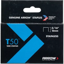 Arrow T50 Stainless Steel Staples - 8mm, Pack of 1000
