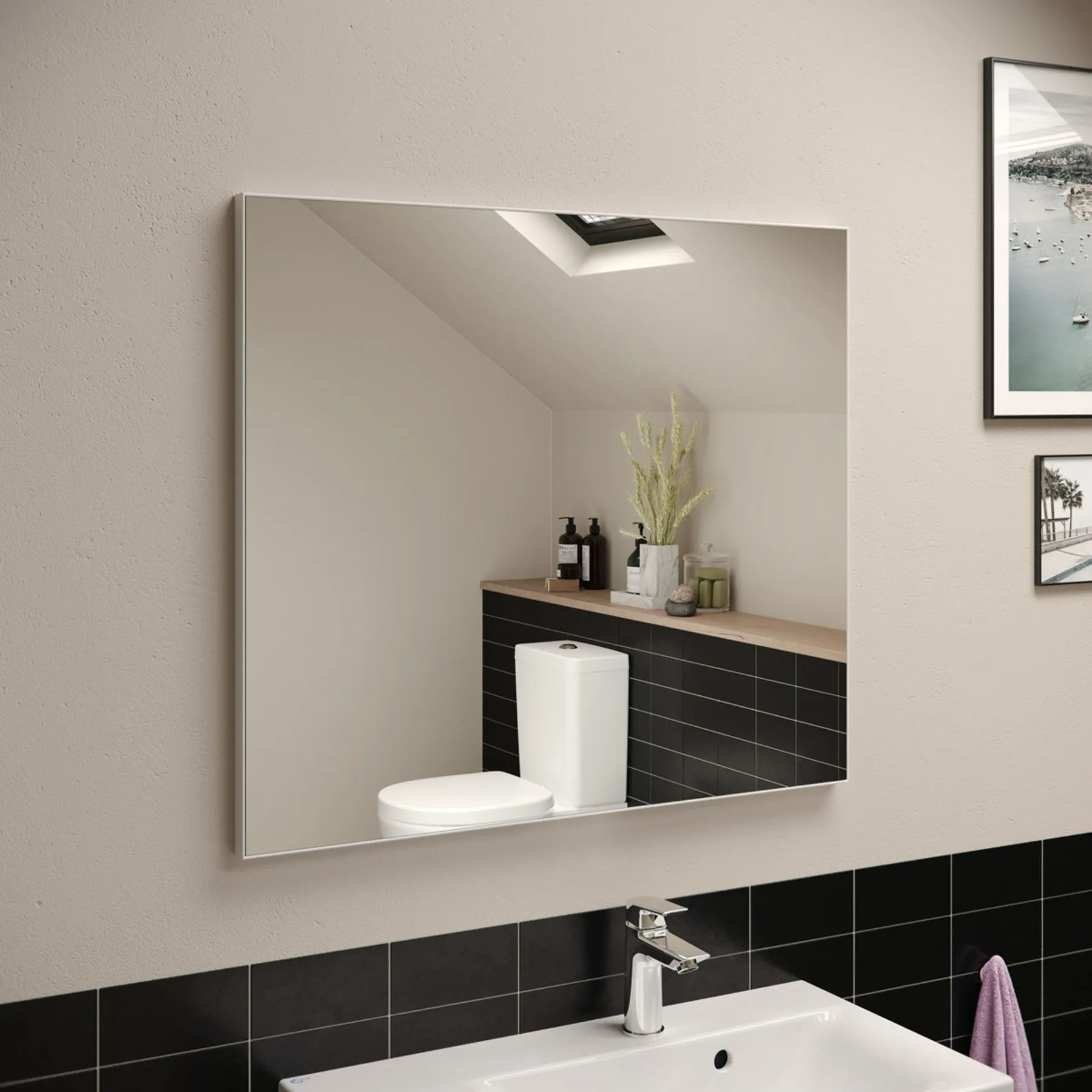 Ideal Standard framed bathroom mirror 800 x 700mm
