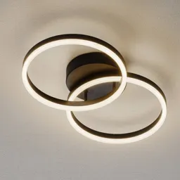 Giotto LED ceiling light, two-bulb, black