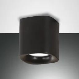 Smooth ceiling light, one-bulb, black, IP44