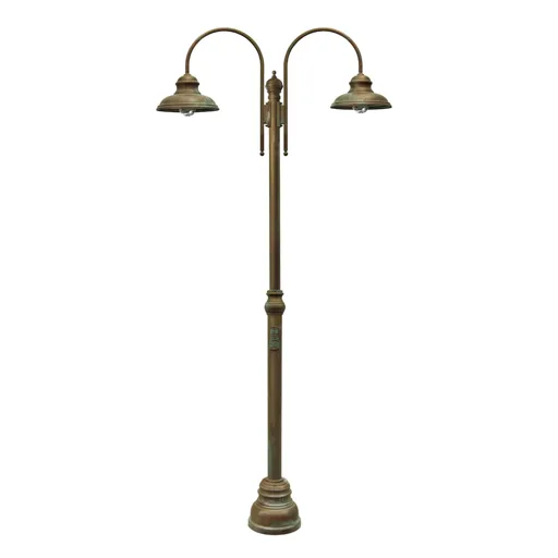 Luca lamp post, brass, antique copper, 2-bulb