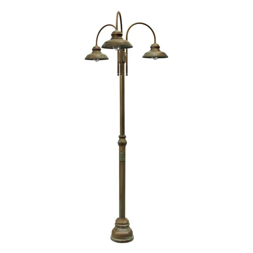 Luca lamp post, brass, antique copper, 3-bulb