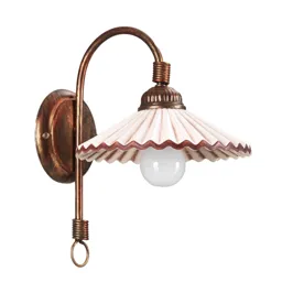 Rosina wall light, bronze, pink ceramic lampshade