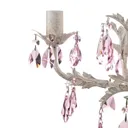 Kate chandelier, 5-bulb white, pink crystals