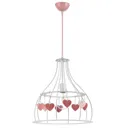 Titta hanging light in white with pink hearts