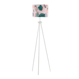 Flamingo floor lamp, colourful fabric lampshade