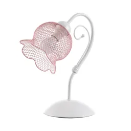 Mia table lamp with a net lampshade in pink