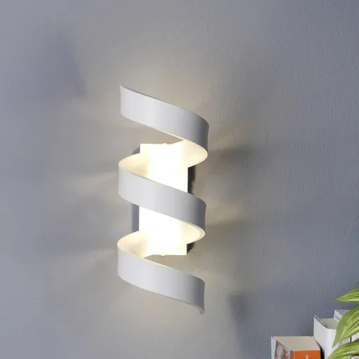 Helix LED wall light white and silver height 26 cm