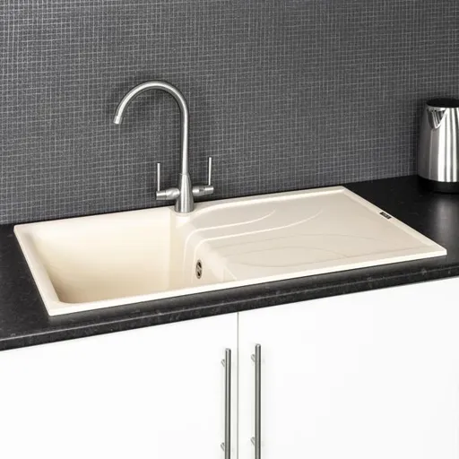 Reginox Elleci Cream Granite Single Bowl Kitchen Sink with Waste Included - EGO400