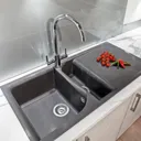 Reginox Elleci Black Granite 1.5 Bowl Kitchen Sink with Waste Included - EGO475