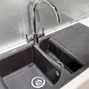 Reginox Elleci Black Granite 1.5 Bowl Kitchen Sink with Waste Included - EGO475
