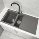 Reginox Elleci Grey Granite 1.5 Bowl Kitchen Sink with Waste Included - EGO475