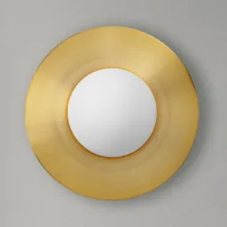 Hat wall light made of glass with brass plate