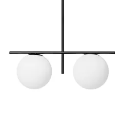 Jugen hanging light, black/white, two-bulb