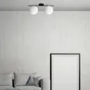 Jugen ceiling light, black, two-bulb, horizontal