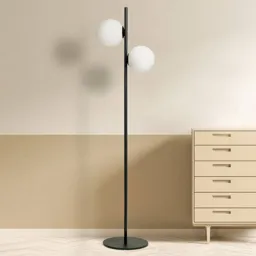 Jugen floor lamp, black/white, two-bulb