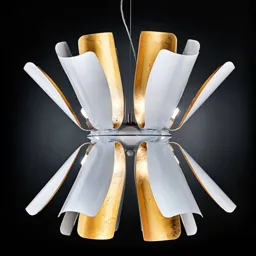 Tropic designer hanging light 60cm white/gold leaf