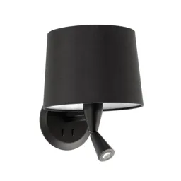 Conga wall light with LED reading light, black