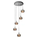 Arian LED hanging lamp with crystals, 5-bulb