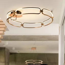 Colette LED ceiling light, six-bulb, rose gold